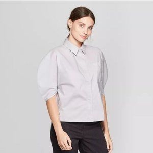 Short Sleeve Utility Snap Front Blouse -74-442